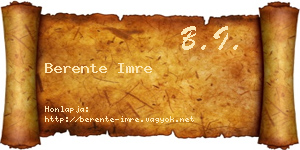 Berente Imre névjegykártya